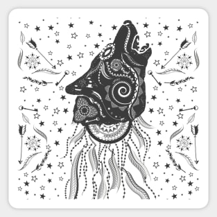 Ornate Boho Wolf Sticker